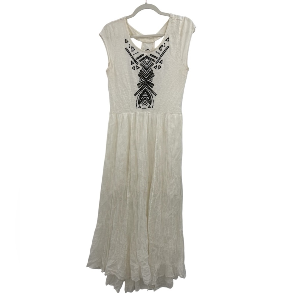Free People Toosaloosa Meadow Midi Dress Ivory Cotton Gauze Embroidered Boho M - Picture 12 of 15